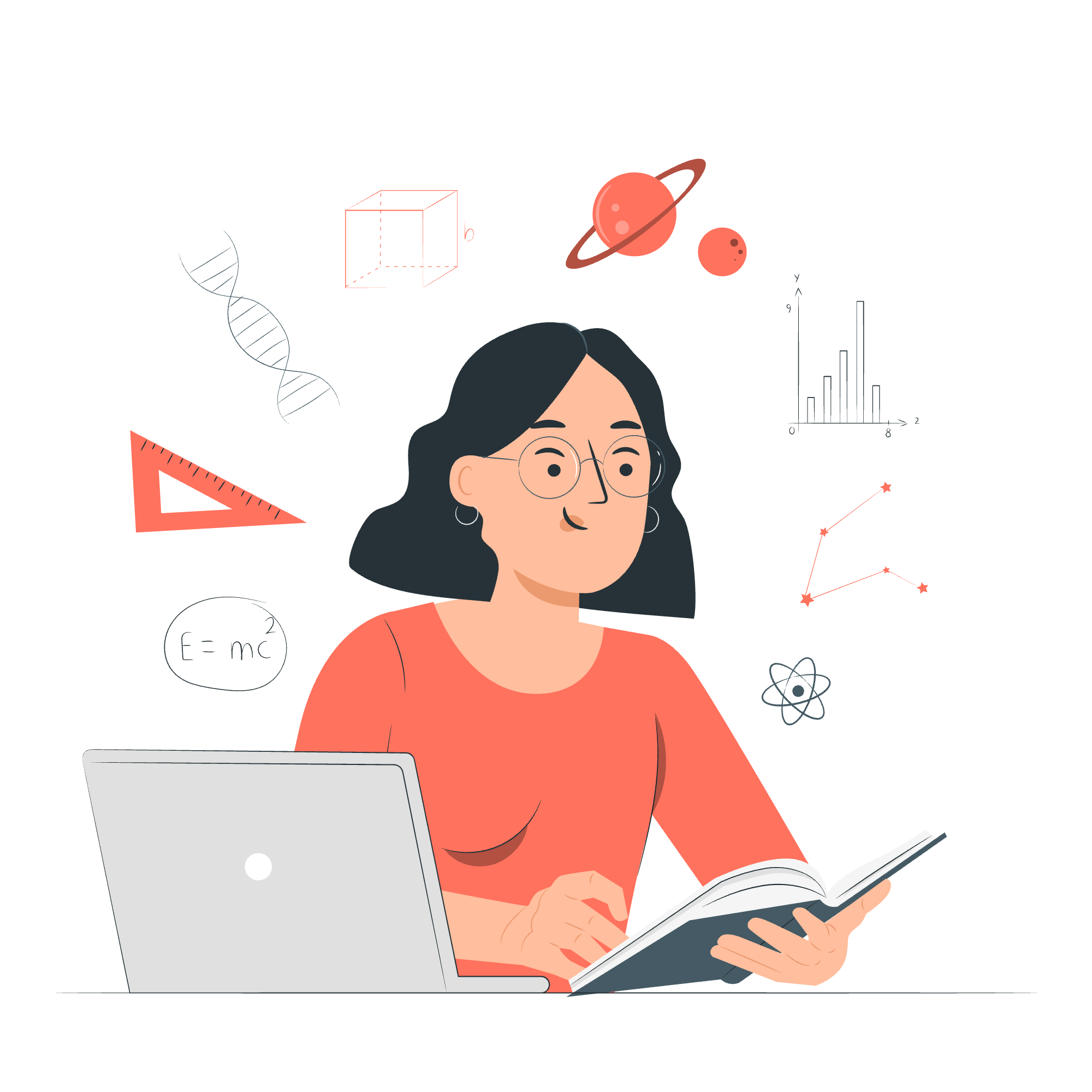 ノートPCで学ぶ人のイラスト